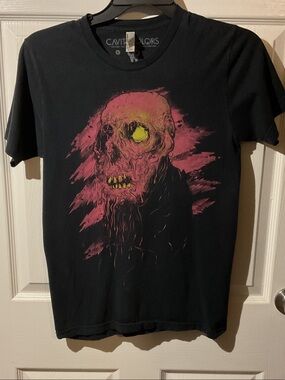 Cavity Colors Black Tee with Pink & Yellow Skull Graphic by Aaron Crawford